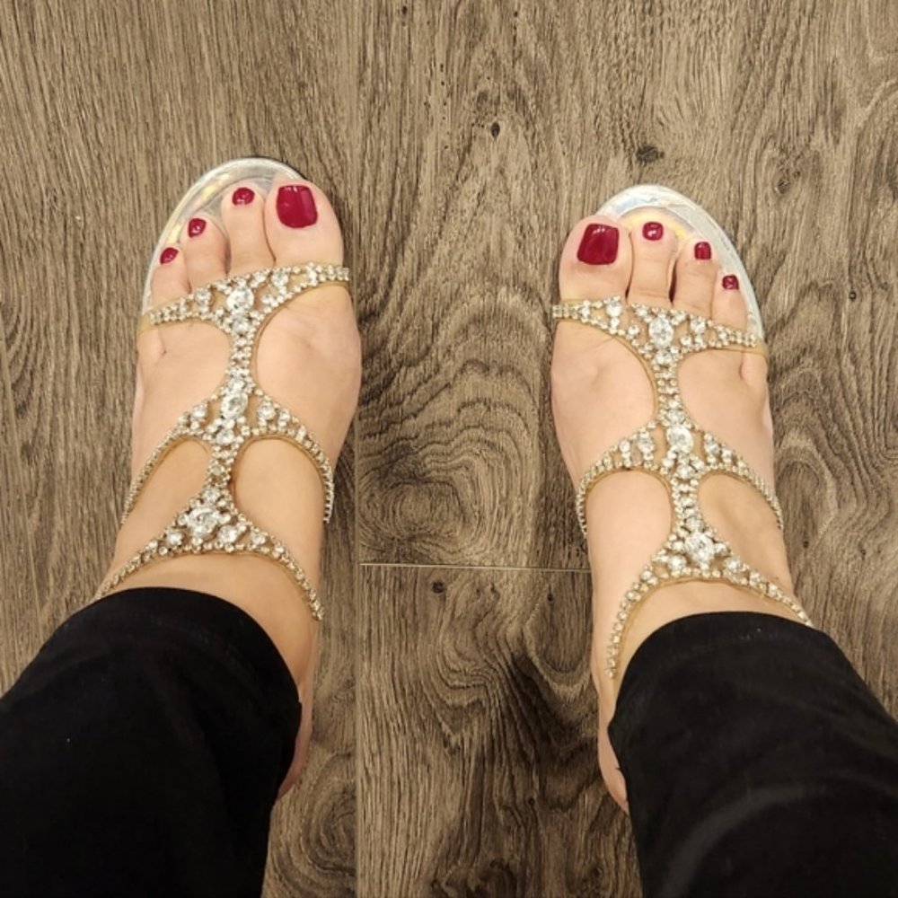 Pierre Michel Silver Metalic Glitter Rhinestone Heels